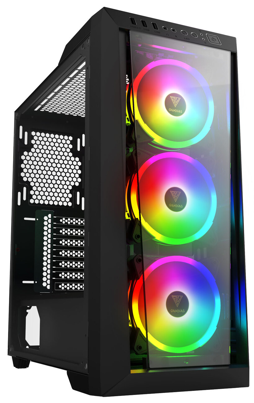 Gamdias talos m1lite | midtower rgb vetro 4fan incluse